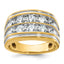 14k Mens Polished and Grooved 2-Row Ring Mounting, Mounting Only - Sophia Jewelers