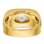 14k Two-tone Men's Polished and Satin 3-Stone Ring Mounting (No Stones Included)