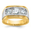 14k Two-tone Men's Polished and Satin 3-Stone Ring Mounting (No Stones Included)