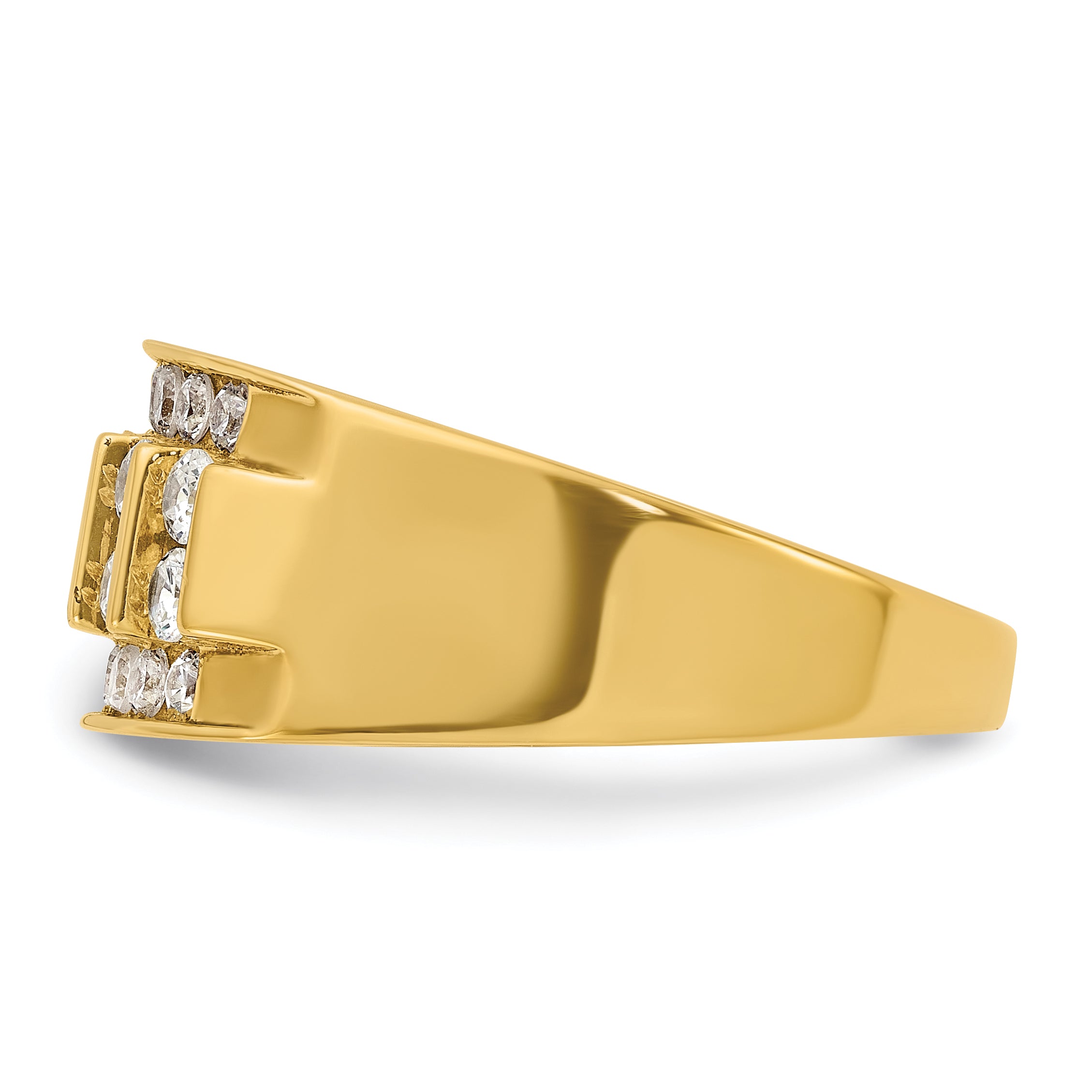 14k Men's Polished 4-Row 1 Carat AA Quality Diamond Ring - Sophia Jewelers