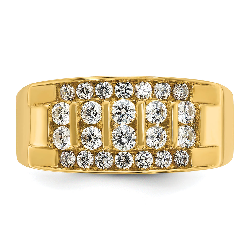 14k Mens Polished 4-Row Ring Mounting, Mounting Only - Sophia Jewelers