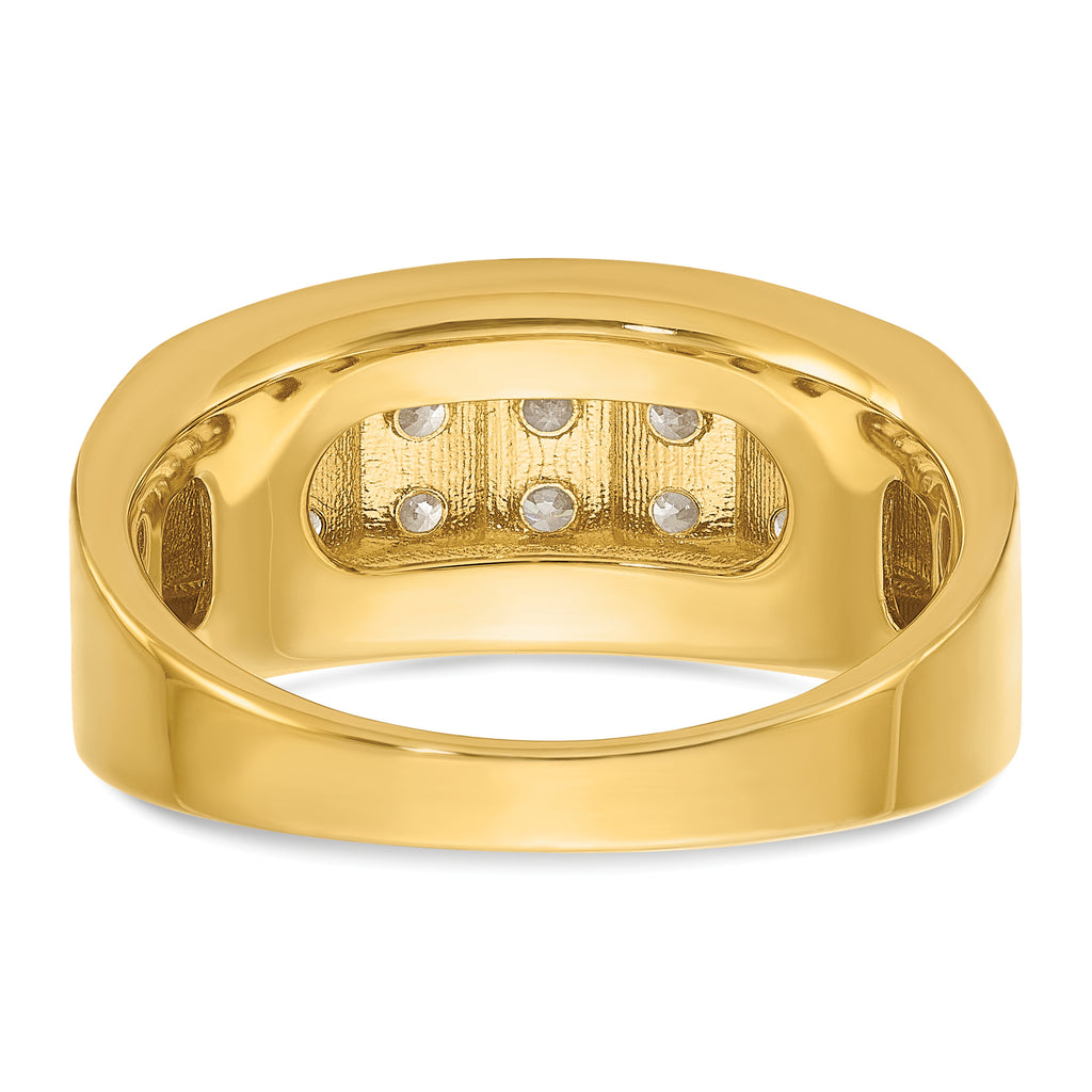 14k Mens Polished 4-Row Ring Mounting, Mounting Only - Sophia Jewelers