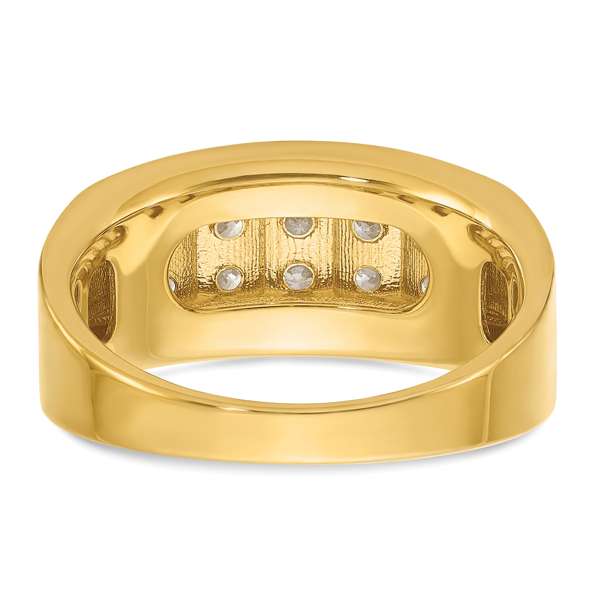 14k Mens Polished 4-Row Ring Mounting, Mounting Only - Sophia Jewelers
