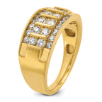 14k Mens Polished 4-Row Ring Mounting, Mounting Only - Sophia Jewelers