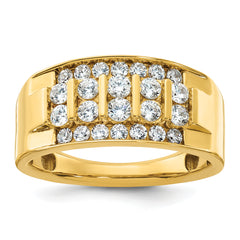 14k Men's Polished 4-Row 1 Carat Lab Grown VS/SI FGH Dia Ring - Sophia Jewelers
