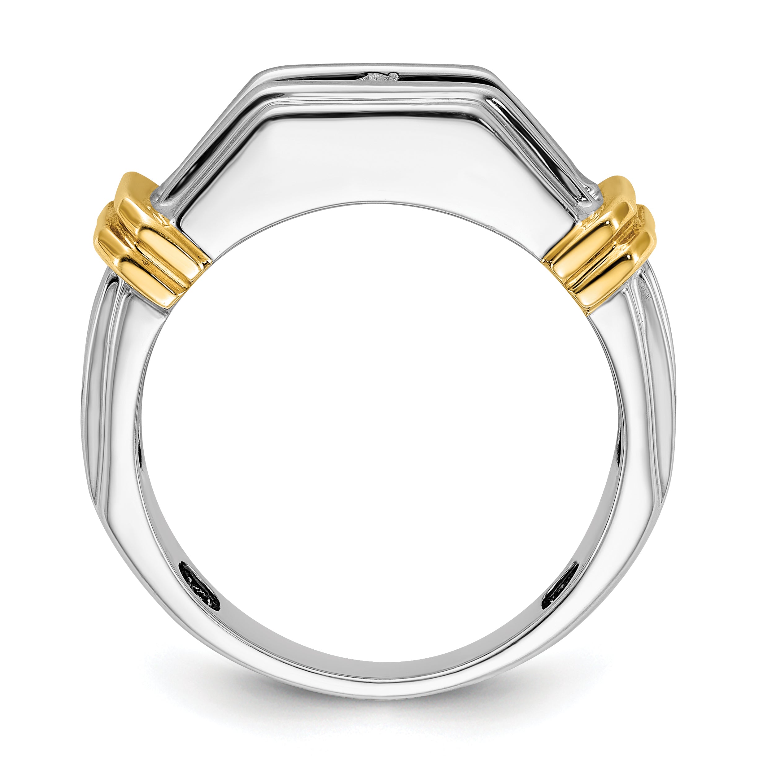 14k Two-tone Men's Polished and Grooved 5-Stone Ring Mounting - Sophia Jewelers