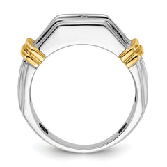 14k Two-tone Men's Polished and Grooved 5-Stone Ring Mounting - Sophia Jewelers