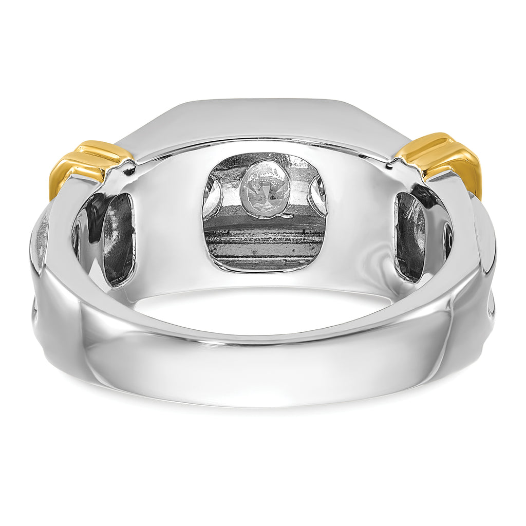14k Two-tone Men's Polished and Grooved 5-Stone 1 Carat AA Quality Diamond Ring - Sophia Jewelers