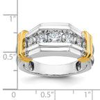 14k Two-tone Five Stone Polished and Grooved Men's Ring Mounting, Mounting Only - Sophia Jewelers