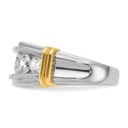 14k Two-tone Men's Polished and Grooved 5-Stone Ring Mounting, Mounting Only - Sophia Jewelers