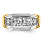 14k Two-tone Men's Polished and Grooved 5-Stone Ring Mounting, Mounting Only - Sophia Jewelers