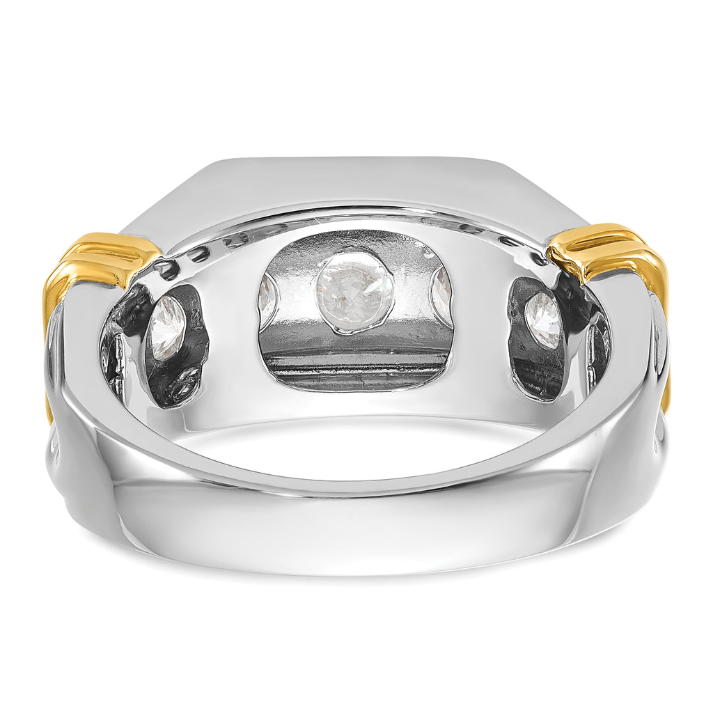 14k Two-tone Men's Polished and Grooved 5-Stone 2 Carat AA Quality Diamond Ring - Sophia Jewelers
