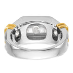 14k Two-tone Men's Polished and Grooved 5-Stone 2 Carat AA Quality Diamond Ring - Sophia Jewelers