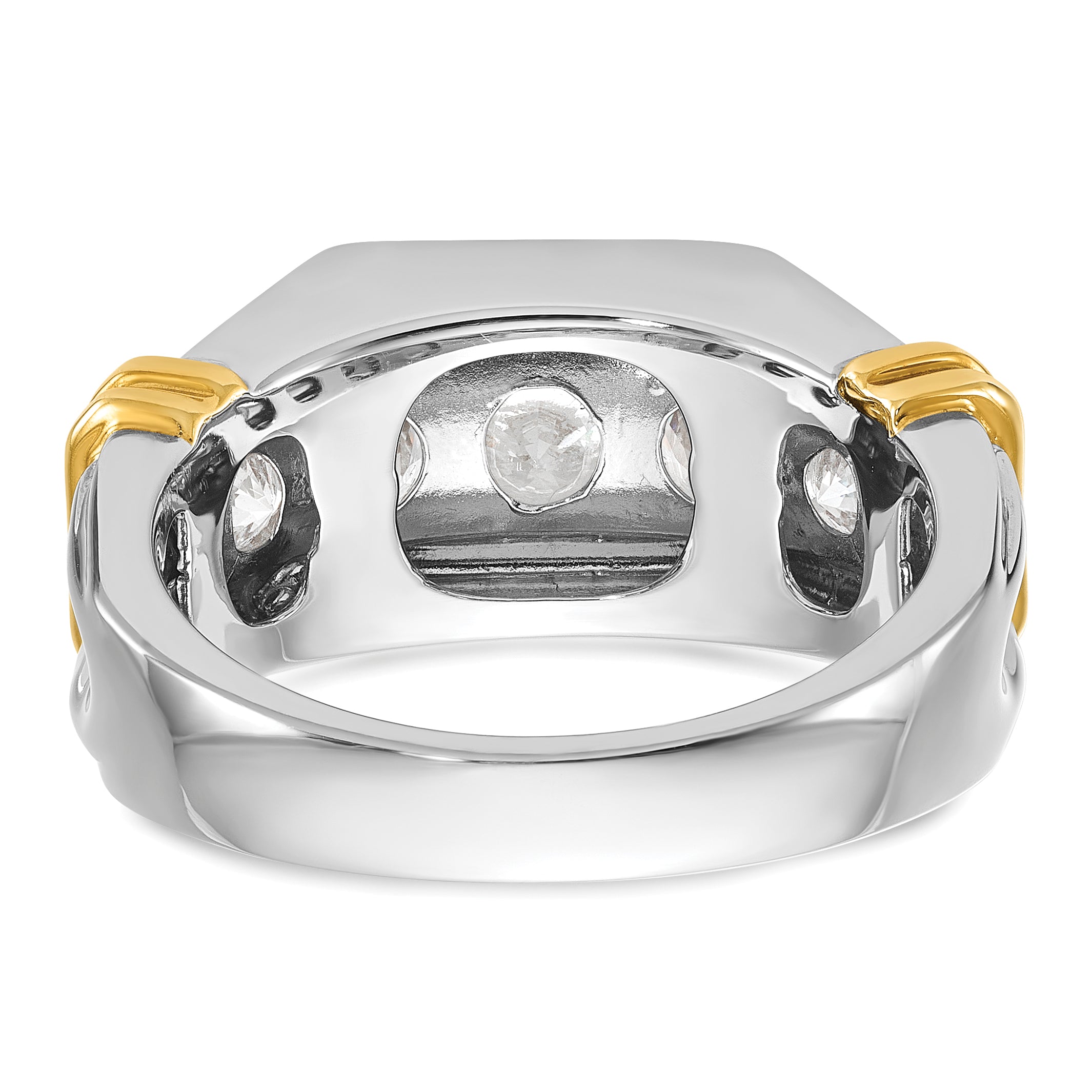 14k Two-tone Men's Polished and Grooved 5-Stone 2 Carat AA Quality Diamond Ring - Sophia Jewelers