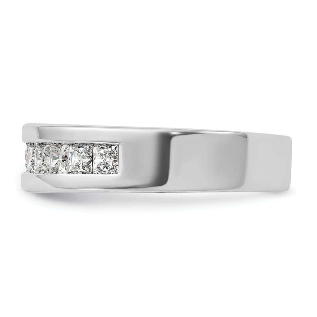 14k White Gold Men's Polished Square 11-Stone 1 Carat AA Quality Diamond Ring - Sophia Jewelers