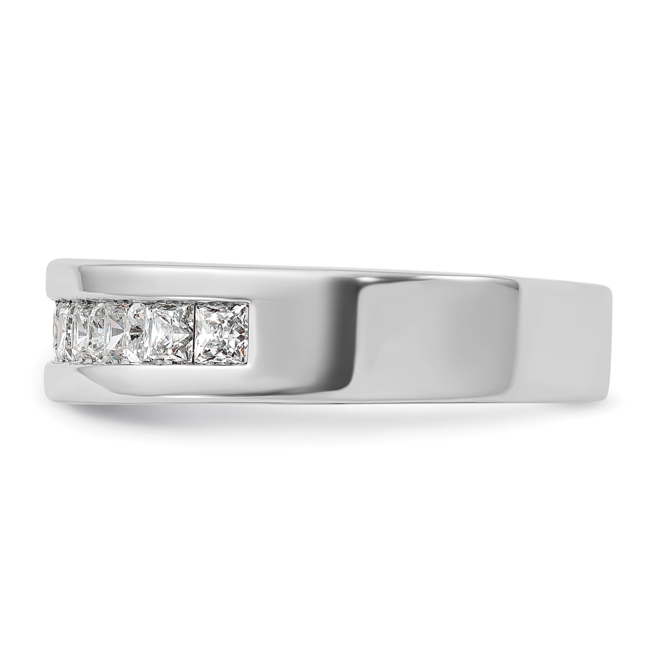 14k White Gold Men's Polished Square 11-Stone 1 Carat AA Quality Diamond Ring - Sophia Jewelers