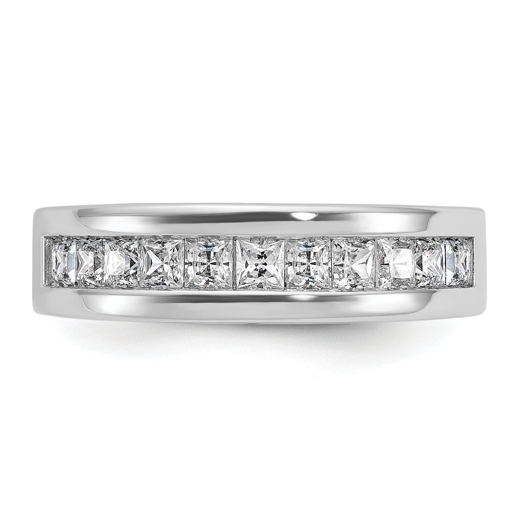 14k White Gold Men's Polished Square 11-Stone 1 Carat AA Quality Diamond Ring - Sophia Jewelers