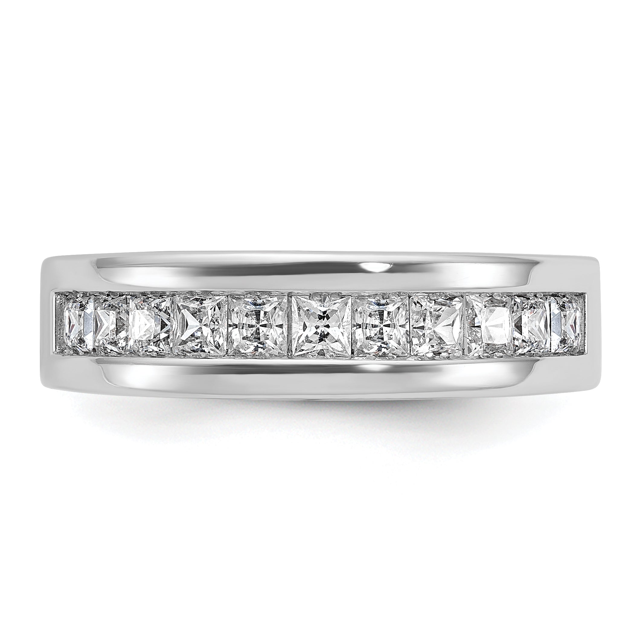 14k White Gold Men's Polished Square 11-Stone 1 Carat AA Quality Diamond Ring - Sophia Jewelers
