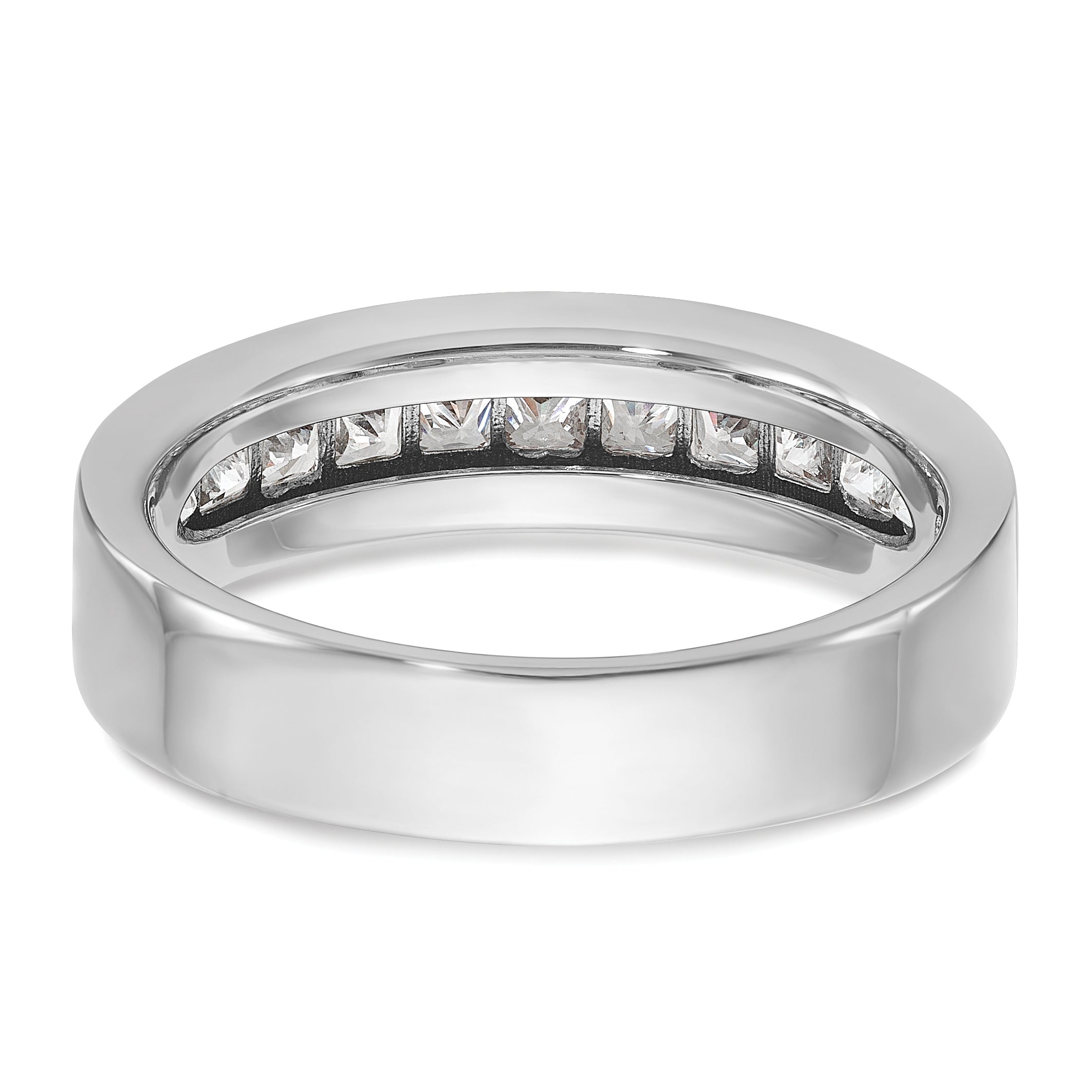 14k White Gold Men's Polished Square 11-Stone Ring Mounting, Mounting Only - Sophia Jewelers