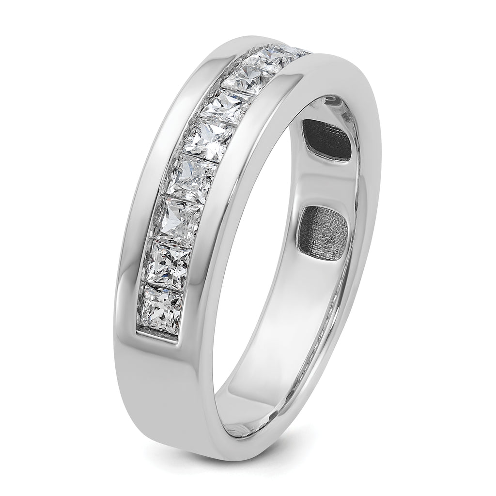 14k White Gold Men's Polished Square 11-Stone 1 Carat AA Quality Diamond Ring - Sophia Jewelers