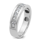 14k White Gold Men's Polished Square 11-Stone Ring Mounting, Mounting Only - Sophia Jewelers