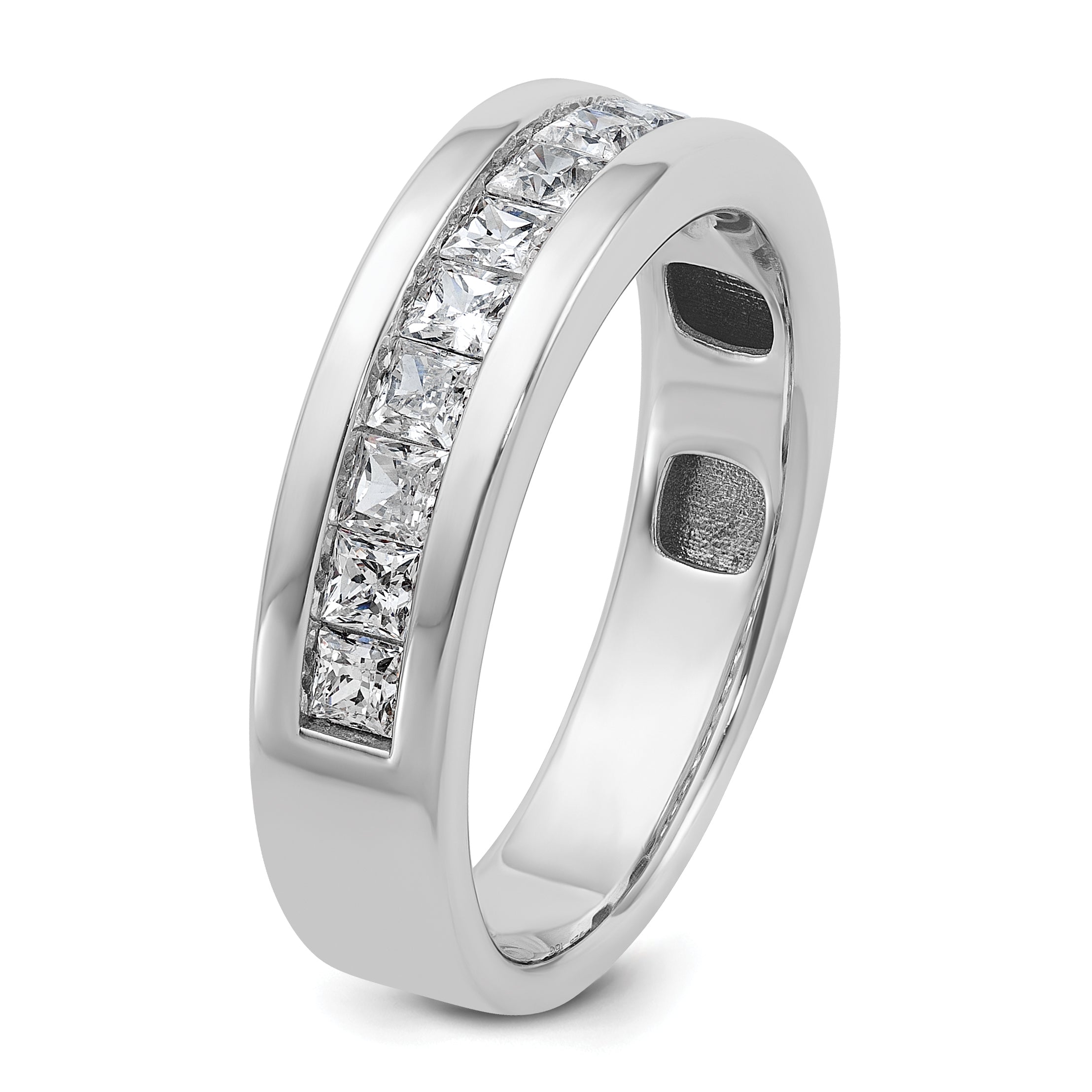 14k White Gold Men's Polished Square 11-Stone Ring Mounting, Mounting Only - Sophia Jewelers