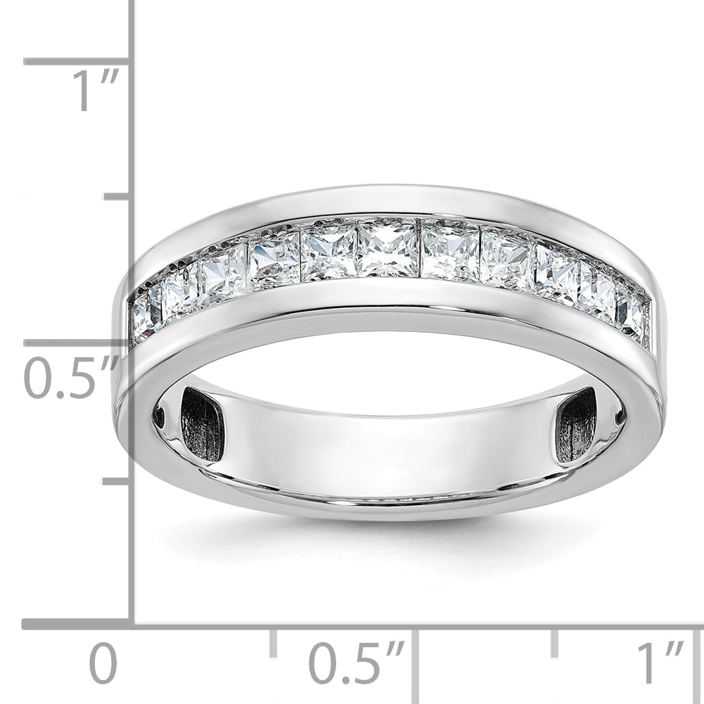 14k White Gold Men's Polished Square 11-Stone 1 Carat AA Quality Diamond Ring Secondary image