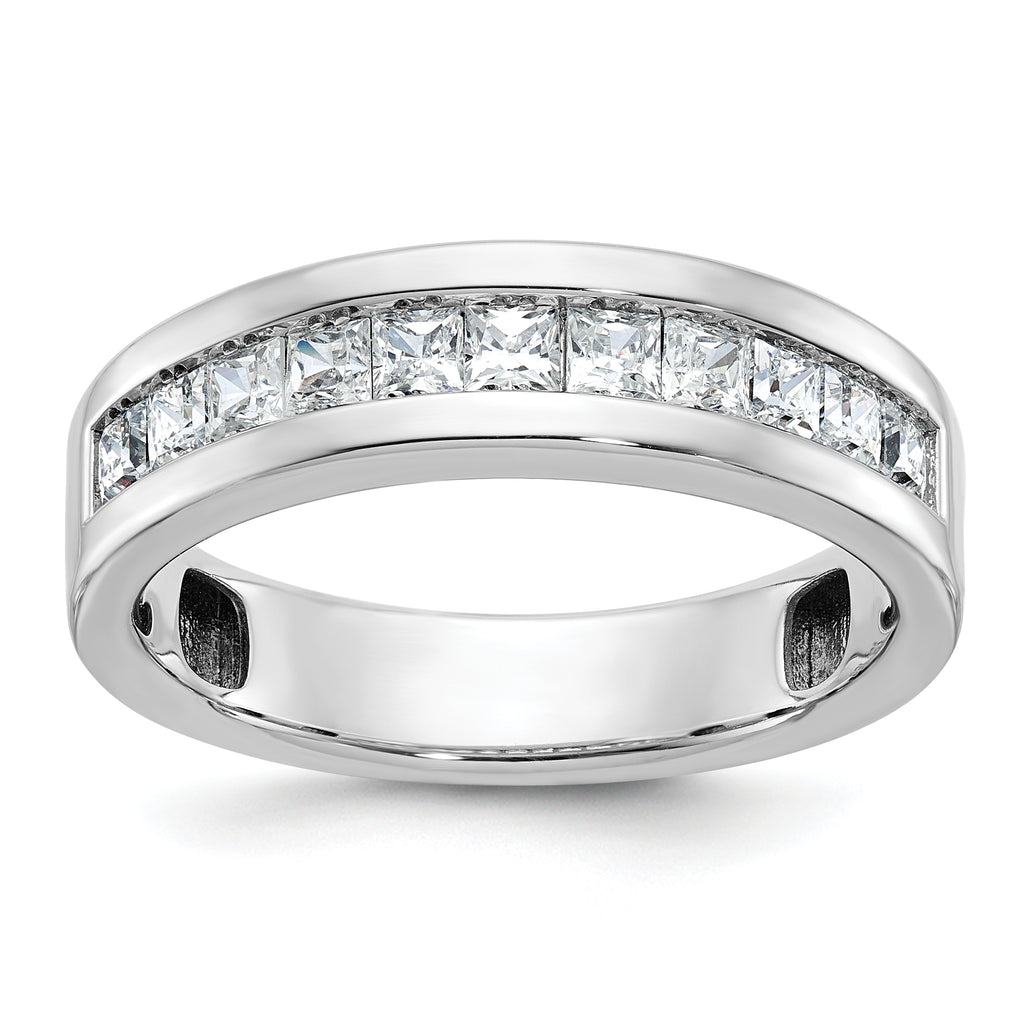 14k White Gold Men's Polished Square 11-Stone Ring Mounting, Mounting Only - Sophia Jewelers