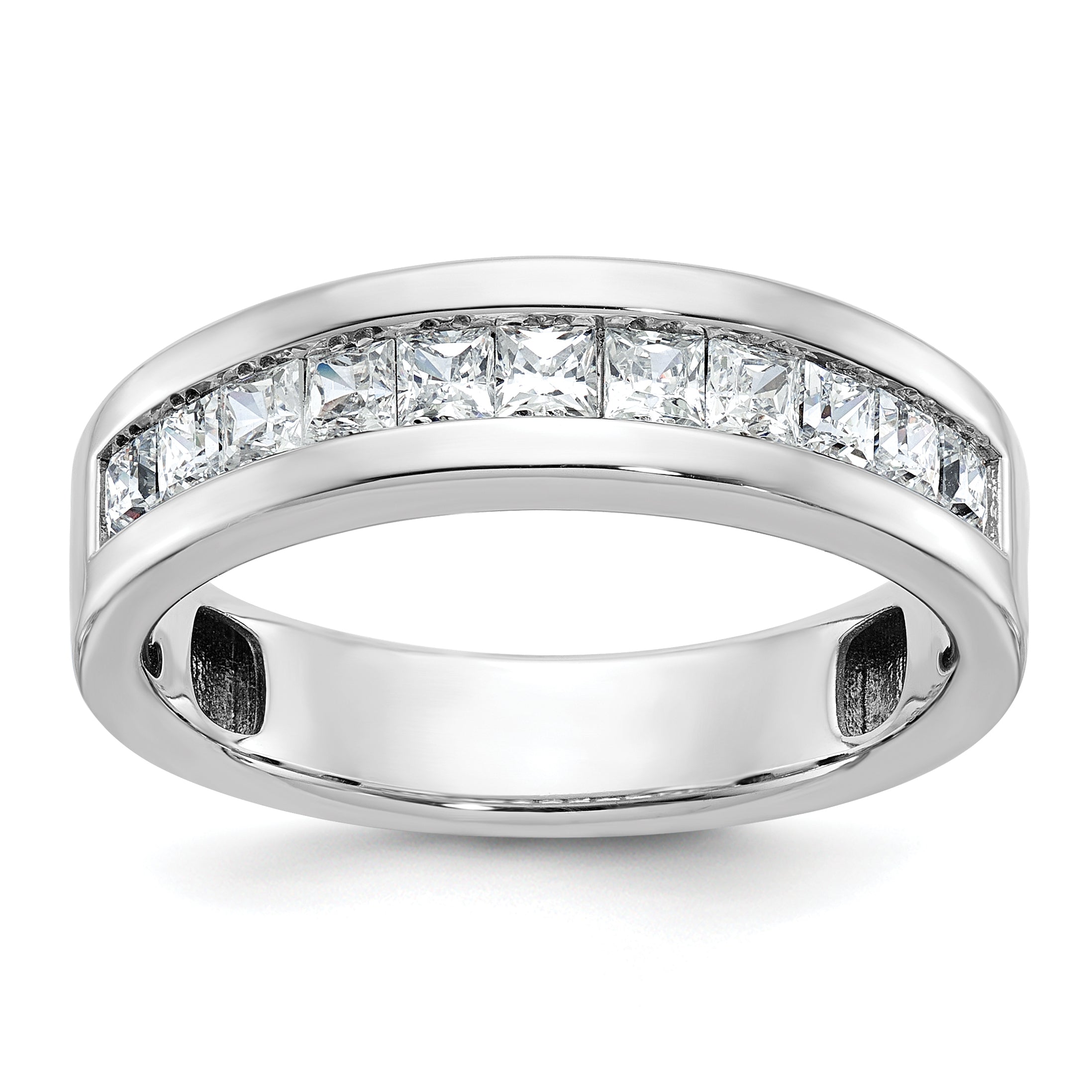 14k White Gold Men's Polished Square 11-Stone Ring Mounting, Mounting Only - Sophia Jewelers