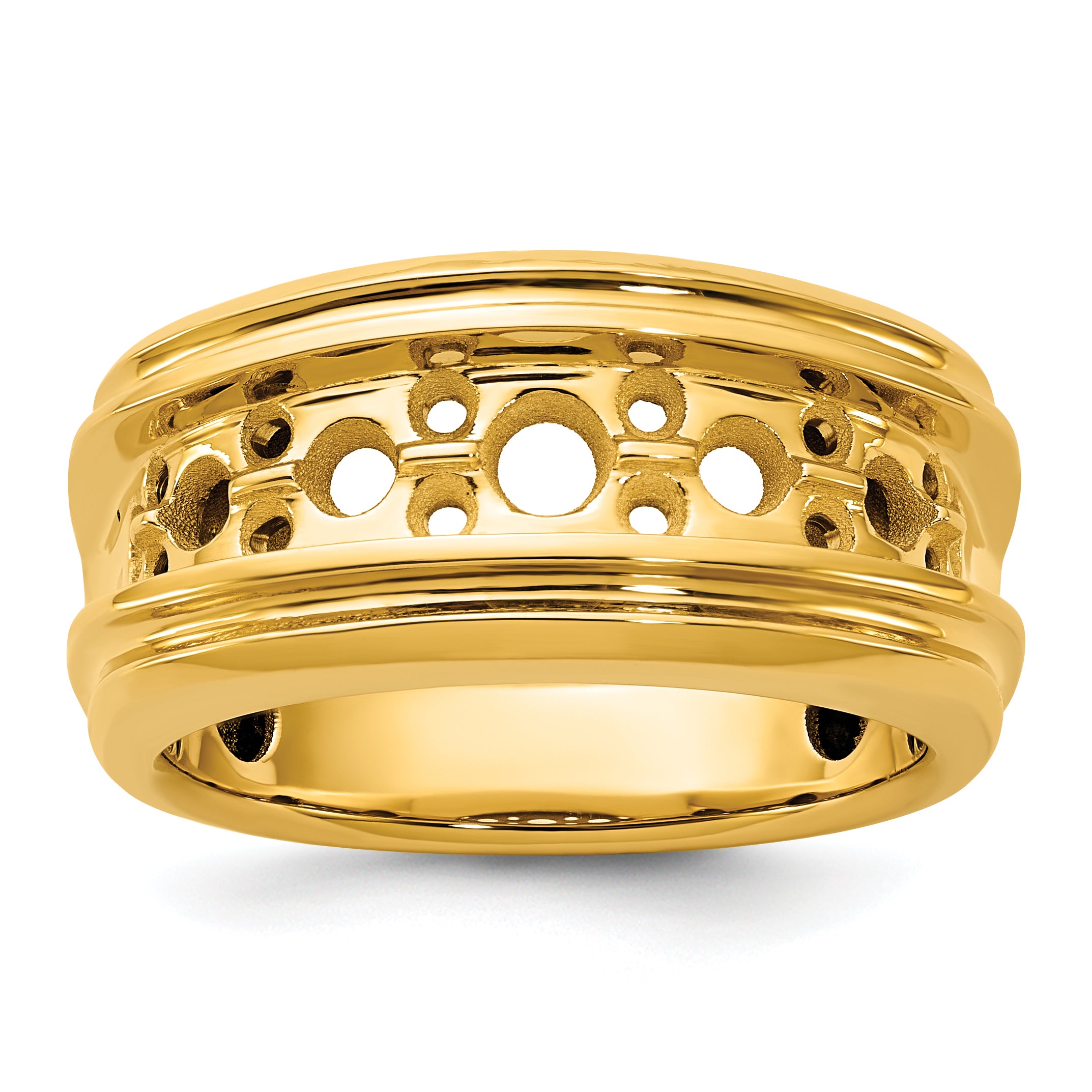 14k Polished and Grooved Mens Channel Ring Mounting, Mounting Only - Sophia Jewelers Main image