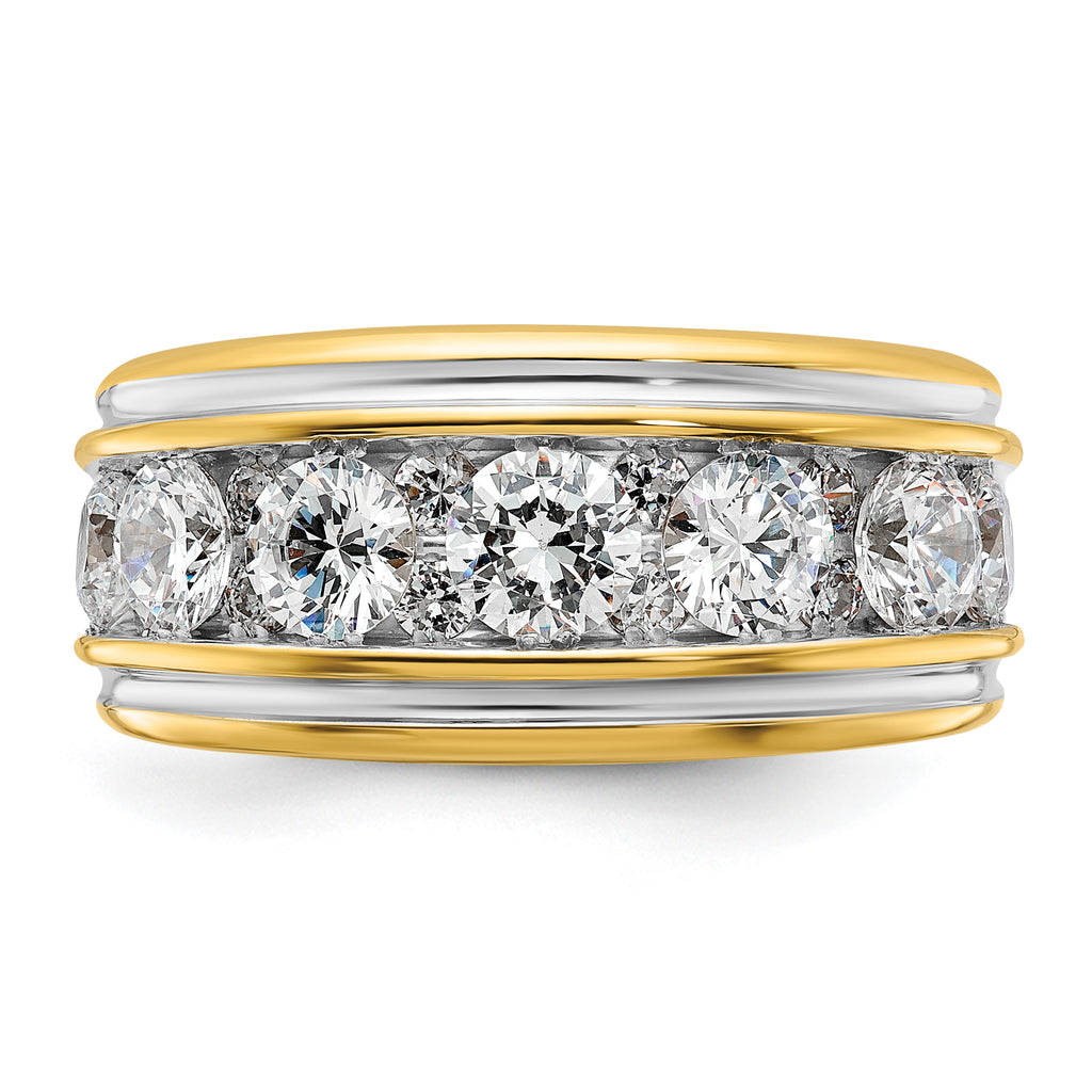 14k with White Rhodium Men's Polished and Grooved 3 Carat AA Quality Diamond Ring - Sophia Jewelers