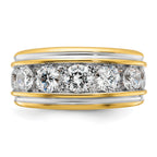 14k with White Rhodium Men's Polished and Grooved 3 Carat AA Quality Diamond Ring - Sophia Jewelers