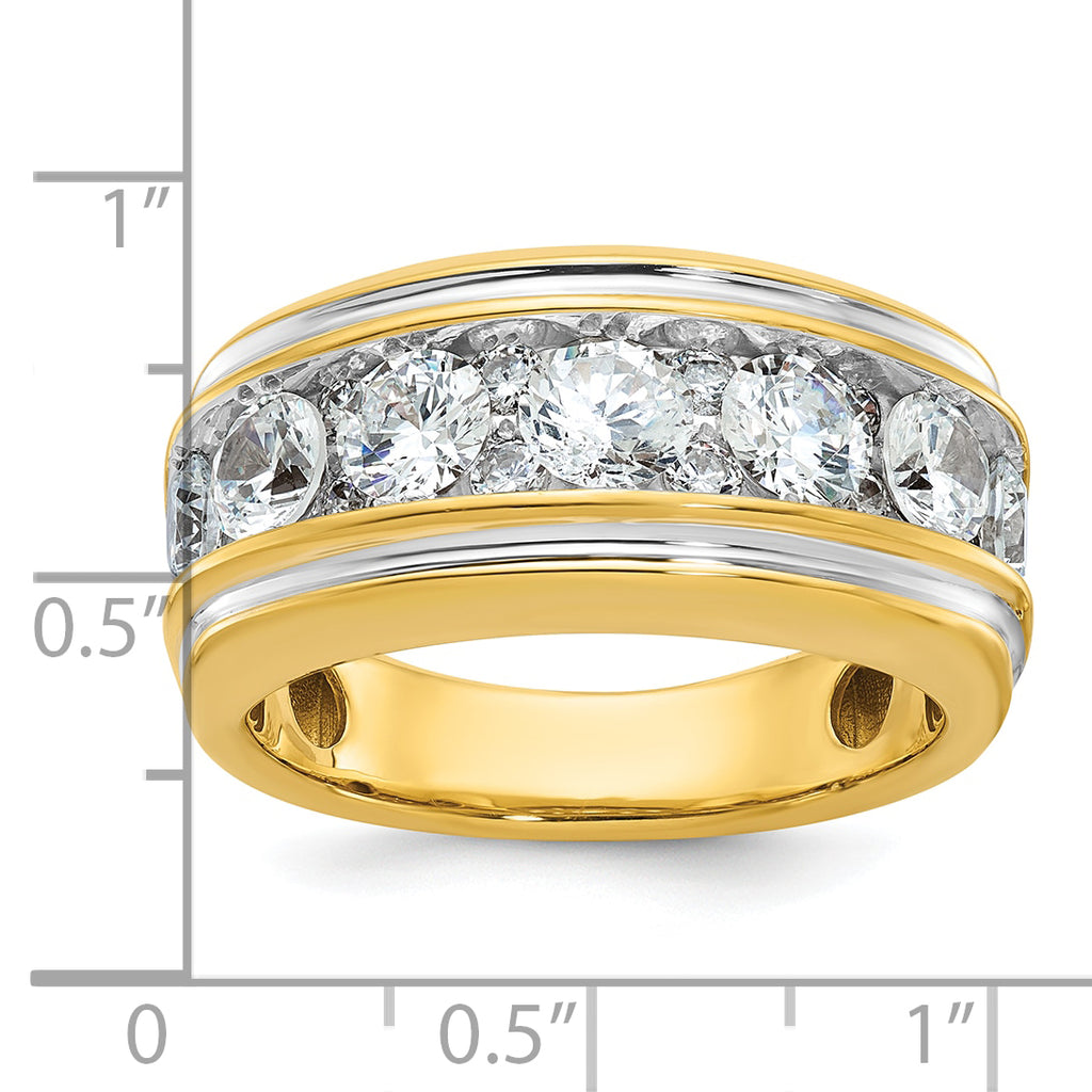 14k with White Rhodium Men's Polished and Grooved 3 Carat AA Quality Diamond Ring - Sophia Jewelers