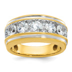 14k with White Rhodium Men's Polished and Grooved 3 Carat AA Quality Diamond Ring - Sophia Jewelers