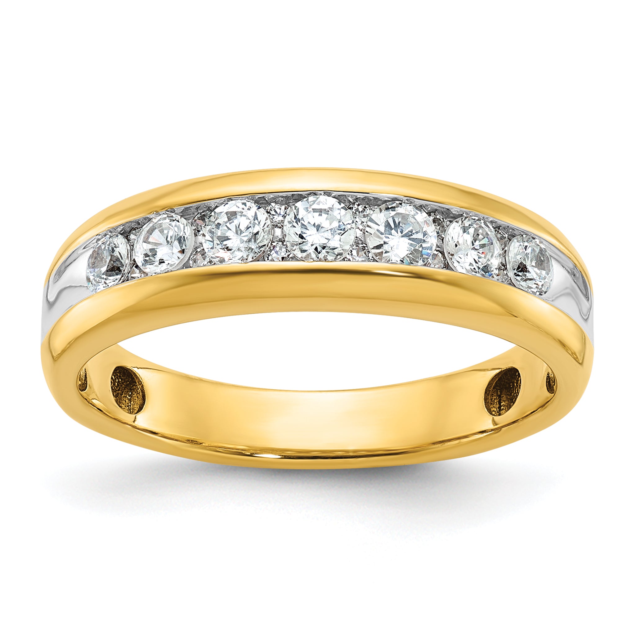 IBGoodman 14k with White Rhodium-Platedodium Men's Polished 1/2 Carat AA Quality Diamond Ring