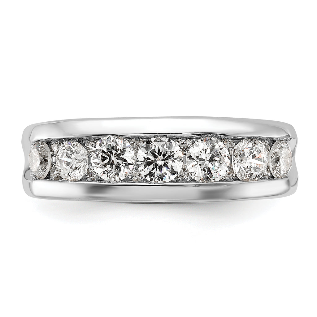 14k White Gold Polished 7-Stone Mens Ring Mounting, Mounting Only - Sophia Jewelers