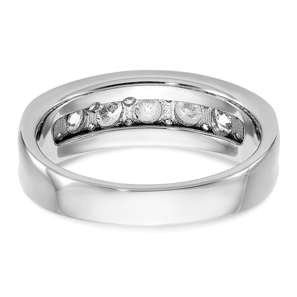 14k White Gold Polished 7-Stone Mens Ring Mounting, Mounting Only - Sophia Jewelers
