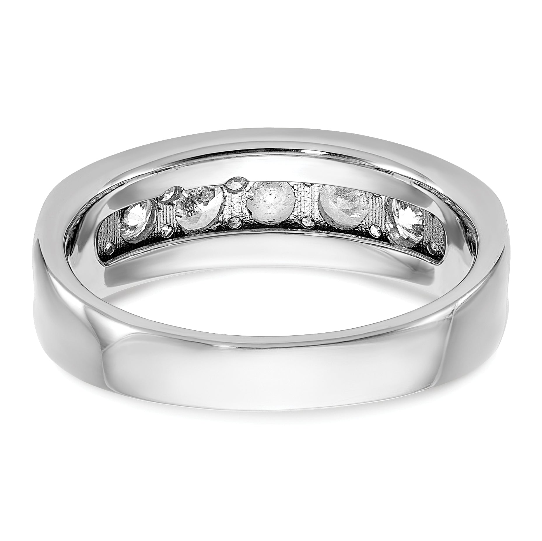 14k White Gold Polished 7-Stone Mens Ring Mounting, Mounting Only - Sophia Jewelers