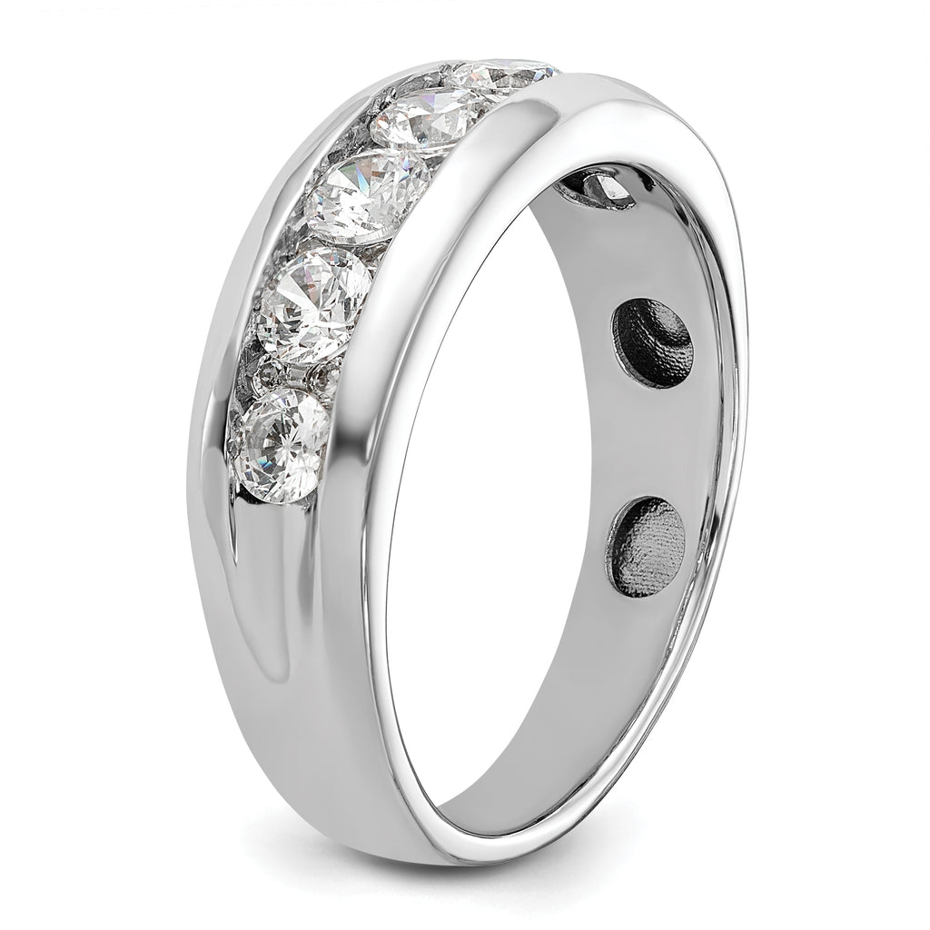14k White Gold Polished 7-Stone Mens Ring Mounting, Mounting Only - Sophia Jewelers