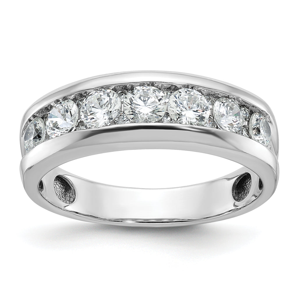 14k White Gold Polished 7-Stone Mens Ring Mounting, Mounting Only - Sophia Jewelers