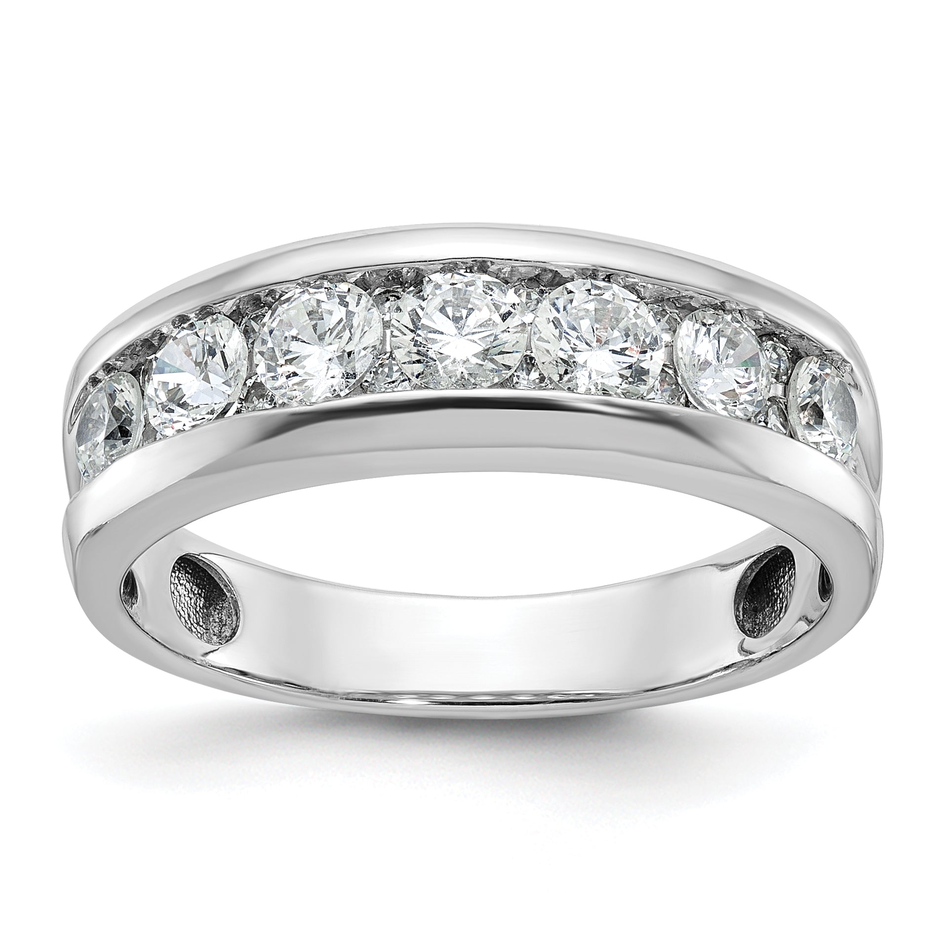 14k White Gold Men's Polished 1 Carat AA Quality Diamond Ring - Sophia Jewelers