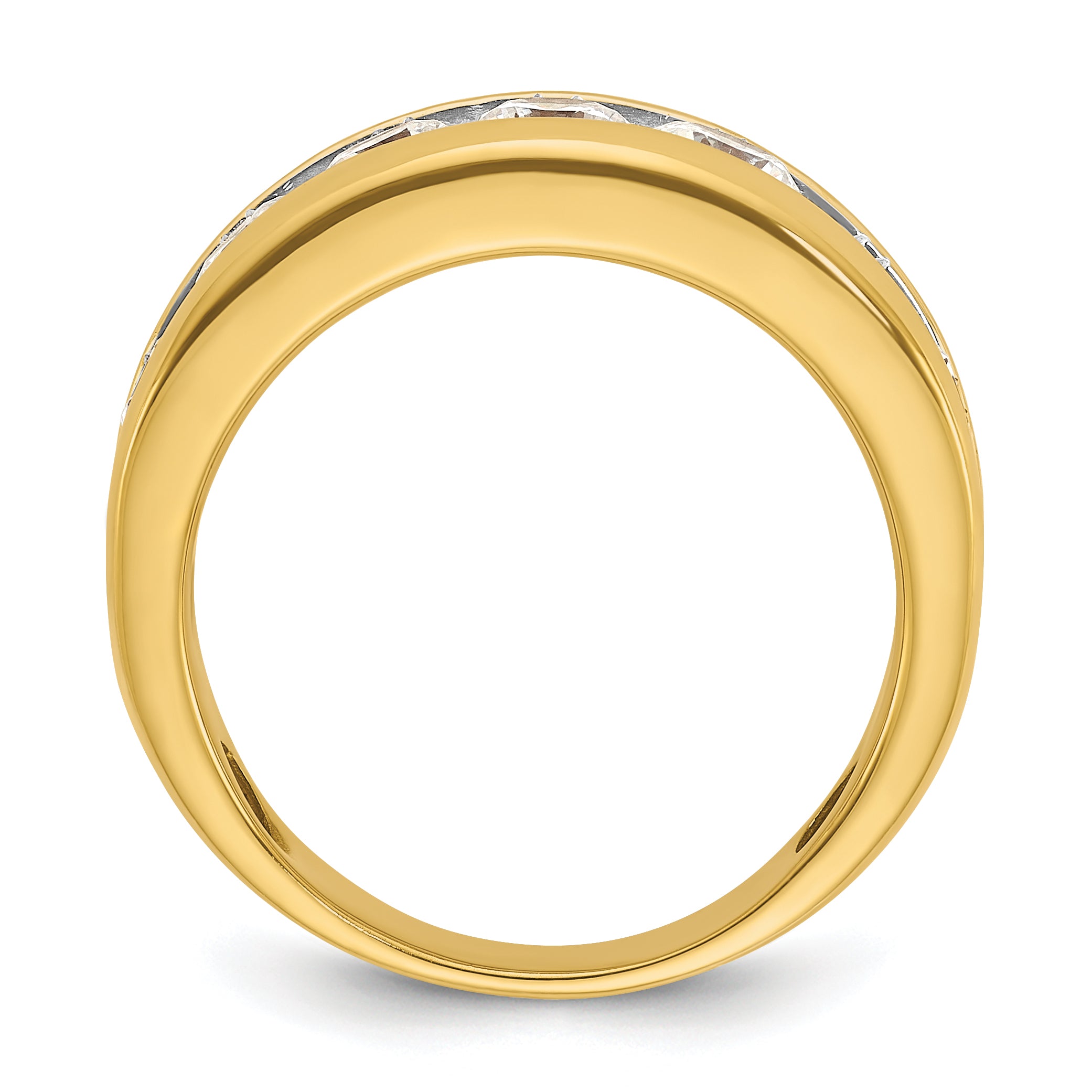 14k with White Rhodium Men's Polished 1 1/5 Carat AA Quality Diamond Ring