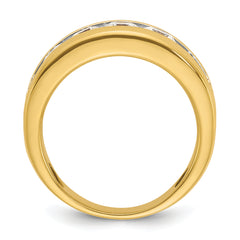 14k with White Rhodium Men's Polished 1 1/5 Carat AA Quality Diamond Ring