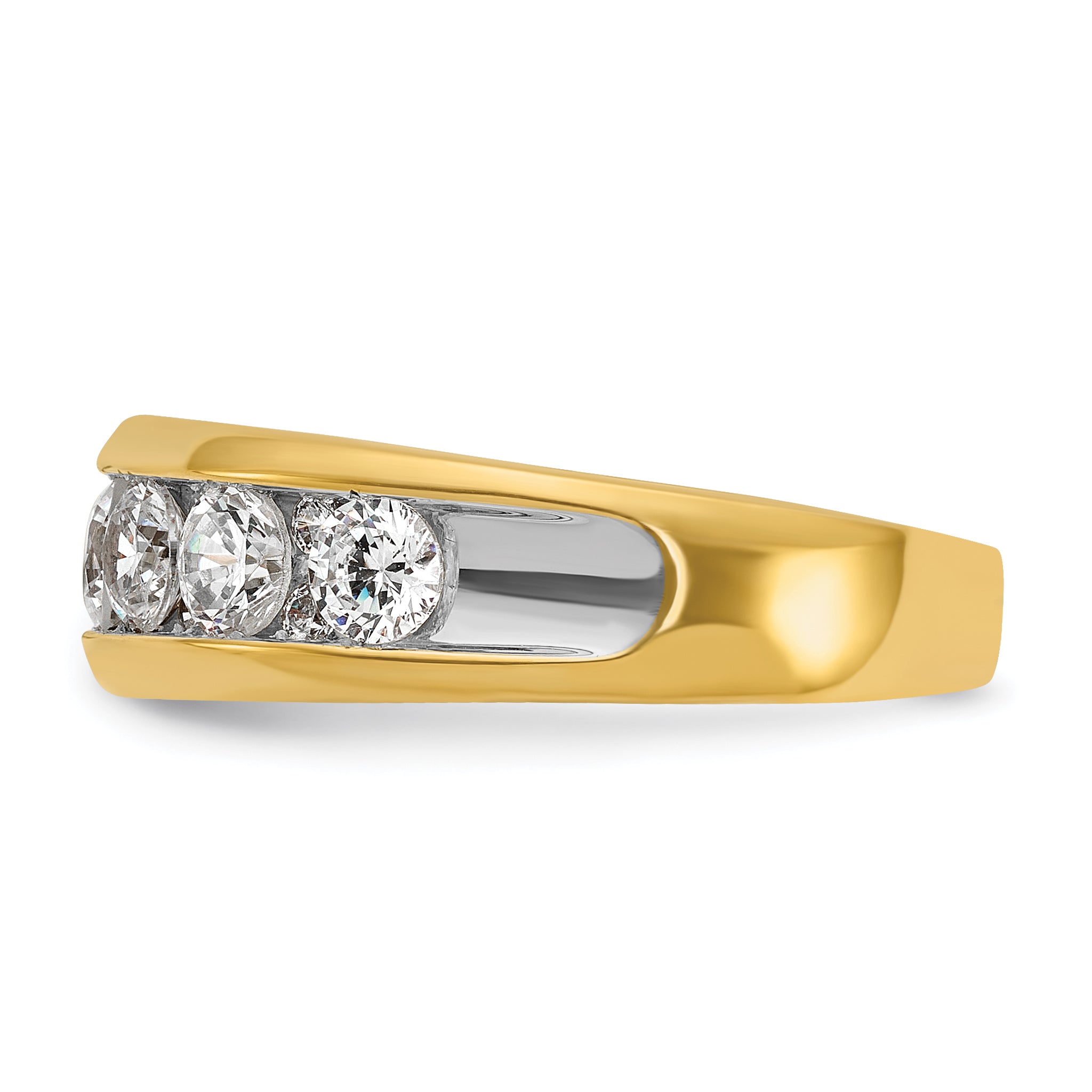 14k with White Rhodium Men's Polished 1 1/5 Carat AA Quality Diamond Ring