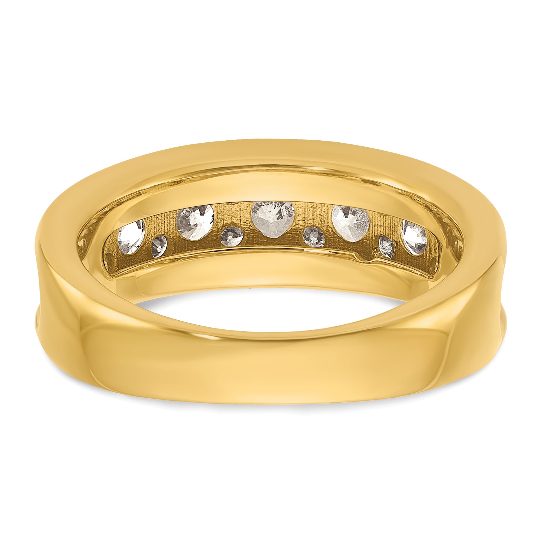 14k with White Rhodium Men's Polished 1 1/5 Carat AA Quality Diamond Ring