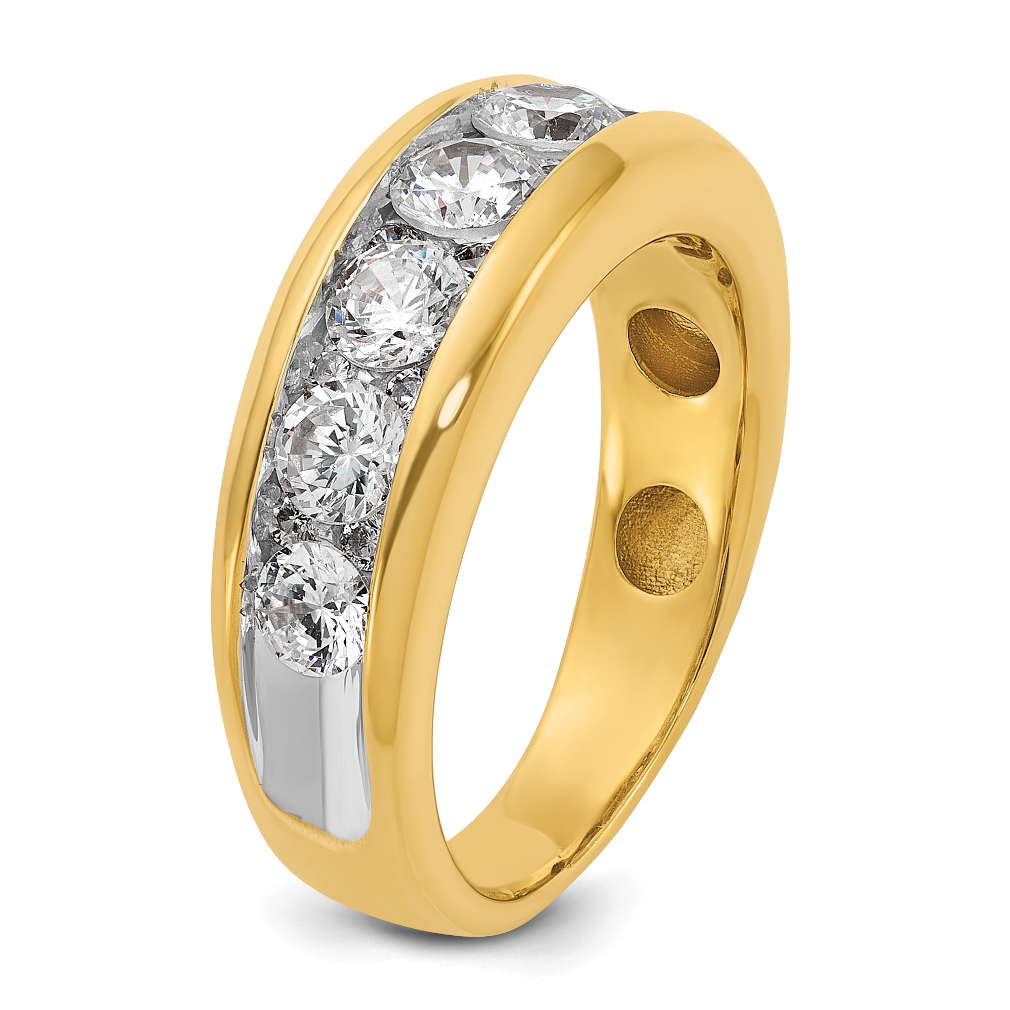 14k with White Rhodium Men's Polished 1 1/5 Carat AA Quality Diamond Ring