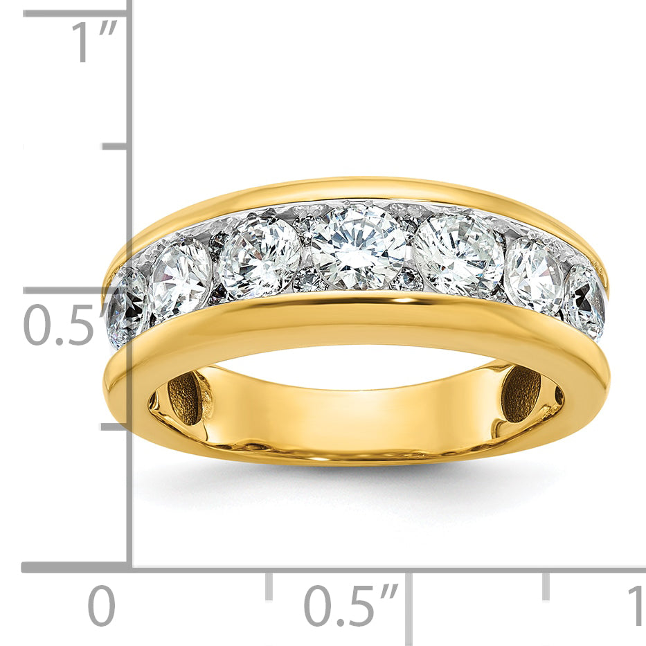 14k with White Rhodium Men's Polished 1 1/5 Carat AA Quality Diamond Ring