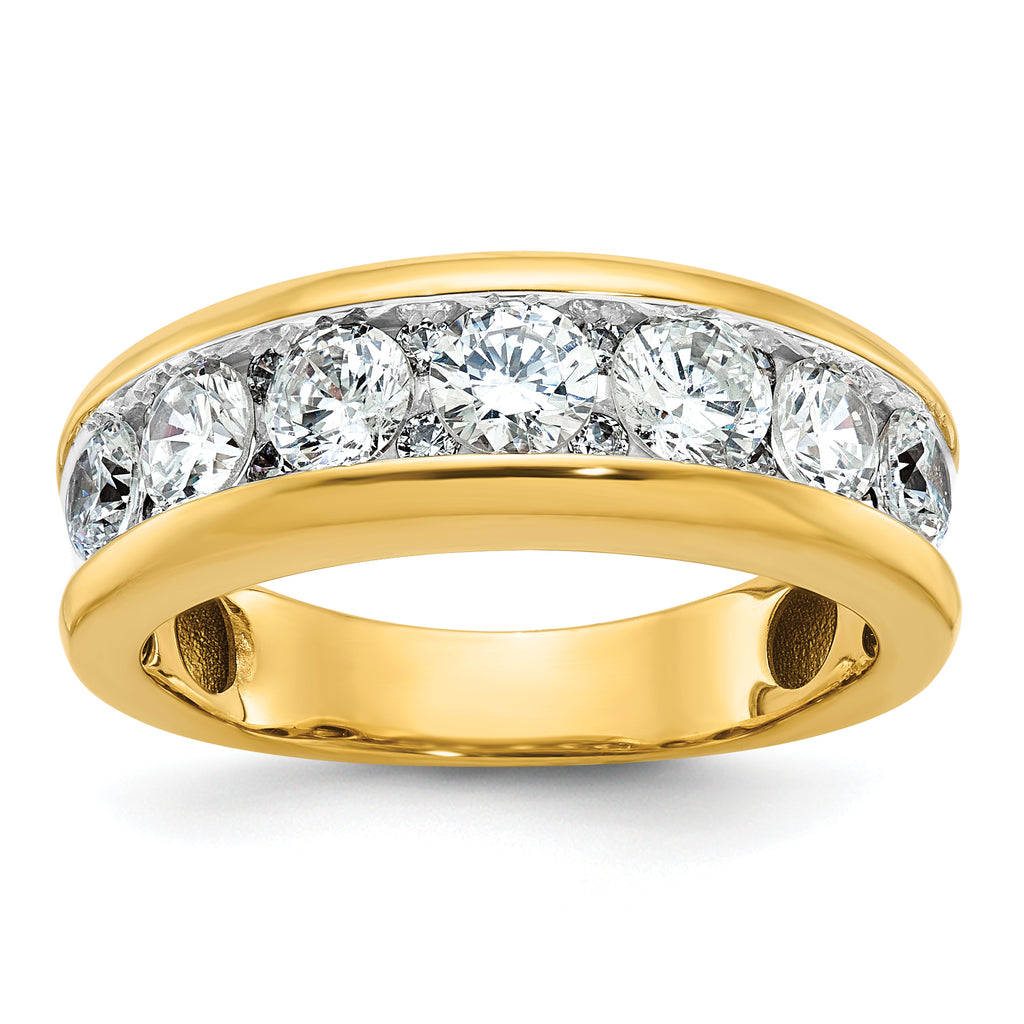 14k with White Rhodium Men's Polished 1 1/5 Carat AA Quality Diamond Ring