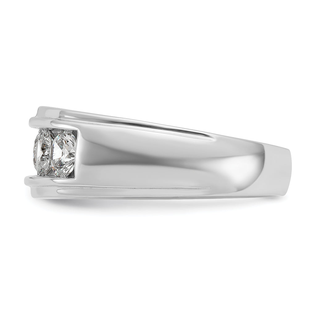 14k White Gold Mens Polished and Grooved 5-Stone 1.5 Carat AA Diamond Ring - Sophia Jewelers