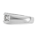 14k White Gold Mens Polished and Grooved 5-Stone 1.5 Carat AA Diamond Ring - Sophia Jewelers